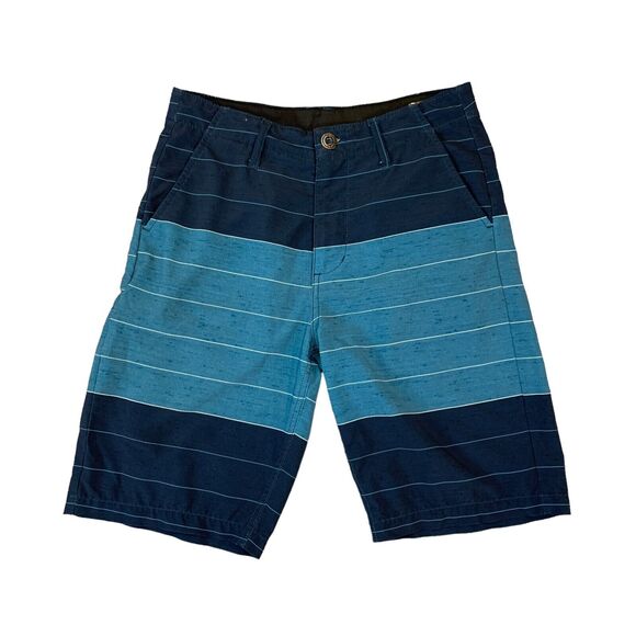 Volcom Hybrid Shorts Big Boys Youth 28 Blue Striped Frickin V4S Mixed Surf Turf - Picture 1 of 13